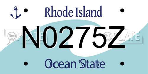 N0275Z Rhode Island License Plate