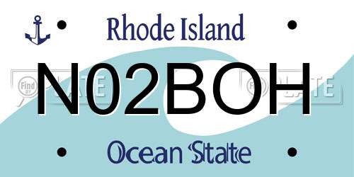 N02BOH Rhode Island License Plate