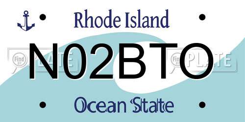N02BTO Rhode Island License Plate
