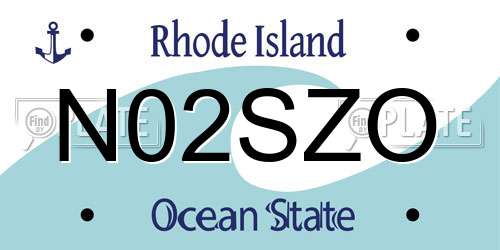 N02SZO Rhode Island License Plate