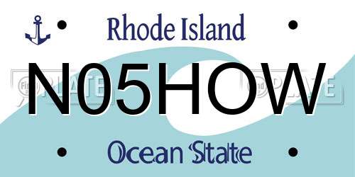 N05HOW Rhode Island License Plate