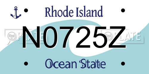 N0725Z Rhode Island License Plate