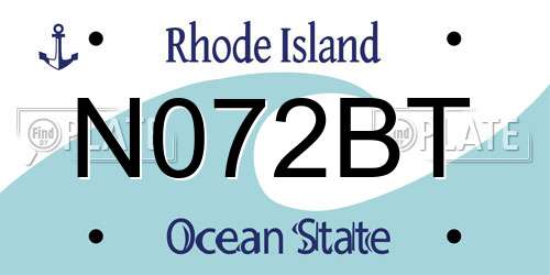 N072BT Rhode Island License Plate