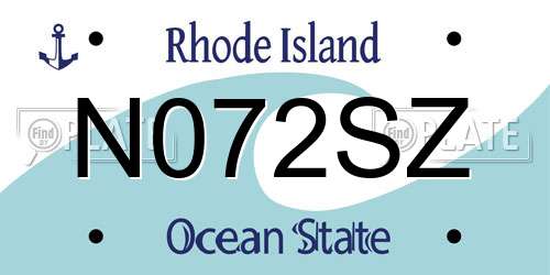 N072SZ Rhode Island License Plate