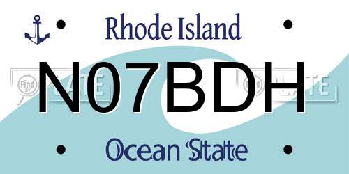 N07BDH Rhode Island License Plate