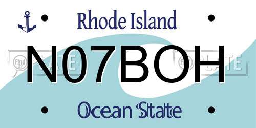 N07BOH Rhode Island License Plate