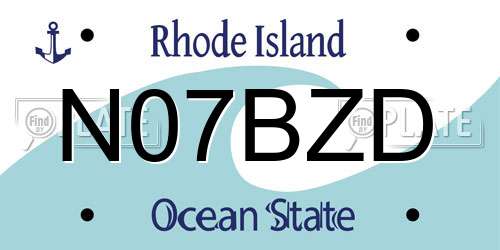 N07BZD Rhode Island License Plate