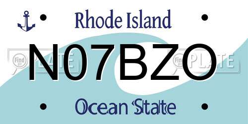 N07BZO Rhode Island License Plate