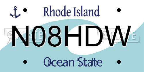 N08HDW Rhode Island License Plate