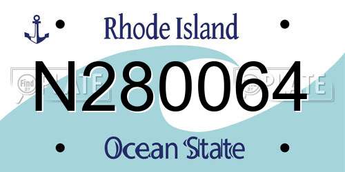 N280064 Rhode Island License Plate