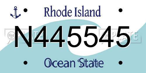 N445545 Rhode Island License Plate