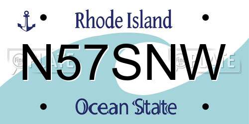 N57SNW Rhode Island License Plate
