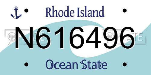 N616496 Rhode Island License Plate