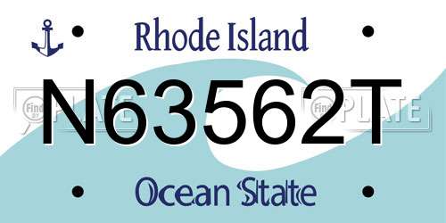 N63562T Rhode Island License Plate