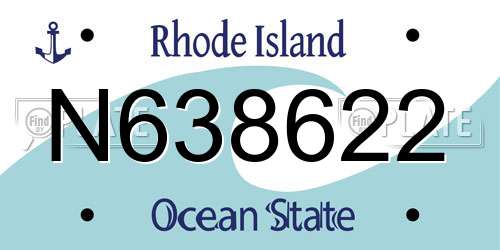 N638622 Rhode Island License Plate