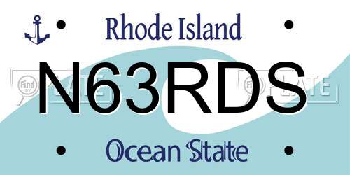 N63RDS Rhode Island License Plate