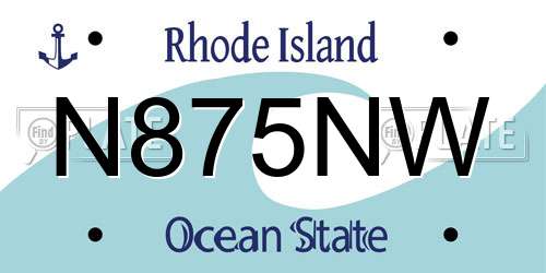 N875NW Rhode Island License Plate