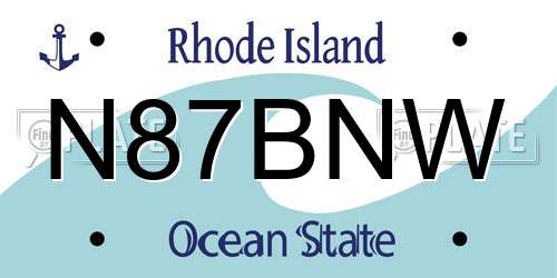 N87BNW Rhode Island License Plate