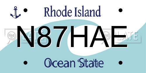 N87HAE Rhode Island License Plate