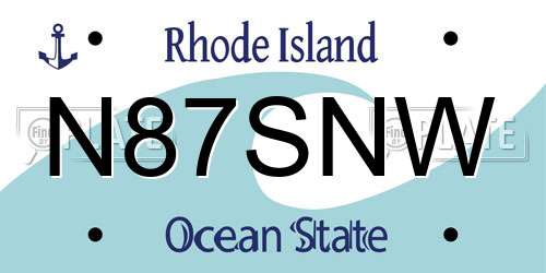 N87SNW Rhode Island License Plate