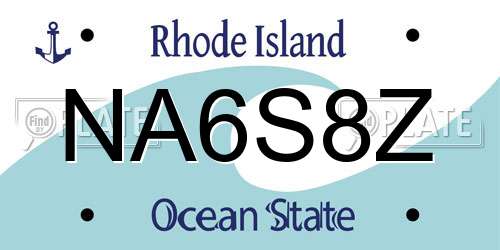 NA6S8Z Rhode Island License Plate
