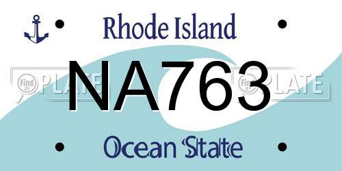 NA763 Rhode Island License Plate