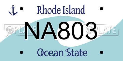 NA803 Rhode Island License Plate