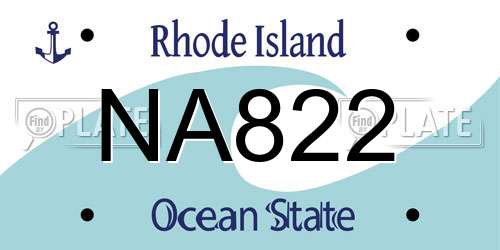 NA822 Rhode Island License Plate
