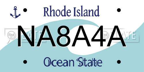 NA8A4A Rhode Island License Plate