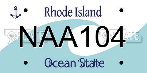 NAA104 Rhode Island License Plate