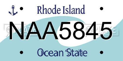 NAA5845 Rhode Island License Plate