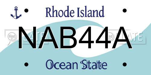 NAB44A Rhode Island License Plate