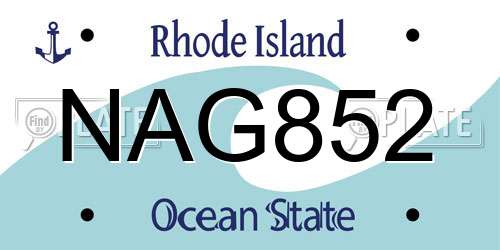 NAG852 Rhode Island License Plate