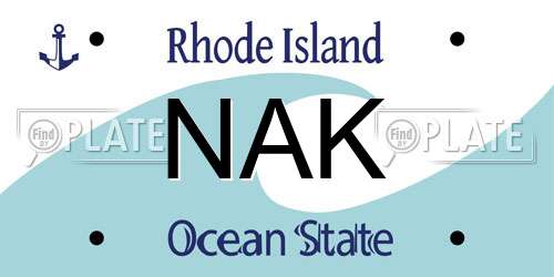 NAK Rhode Island License Plate