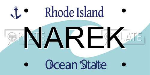 NAREK Rhode Island License Plate