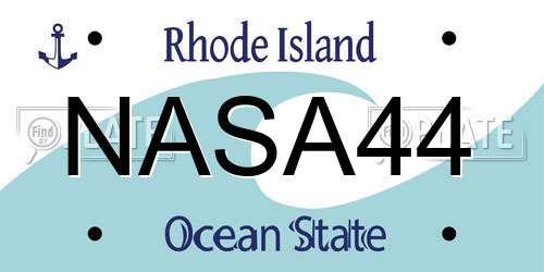 NASA44 Rhode Island License Plate