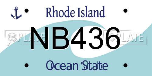 NB436 Rhode Island License Plate
