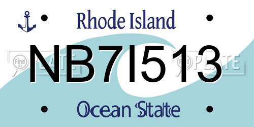 NB7I513 Rhode Island License Plate