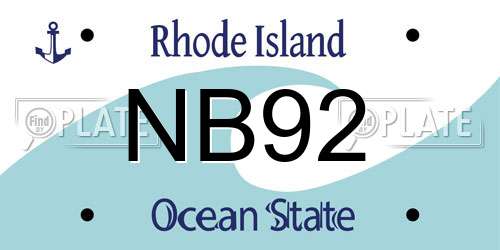 NB92 Rhode Island License Plate