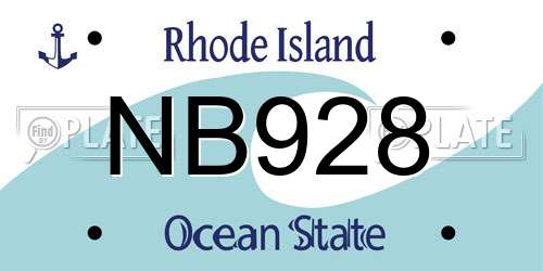 NB928 Rhode Island License Plate