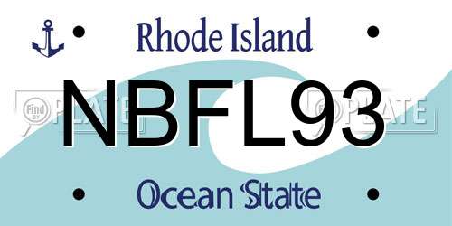 NBFL93 Rhode Island License Plate