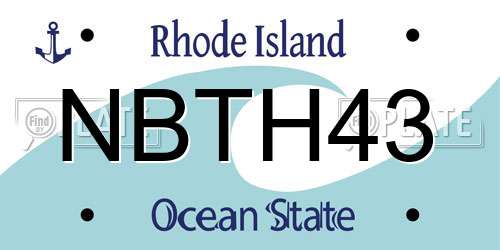 NBTH43 Rhode Island License Plate