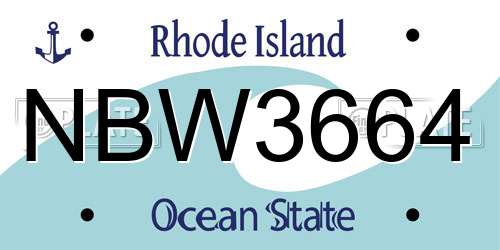 NBW3664 Rhode Island License Plate