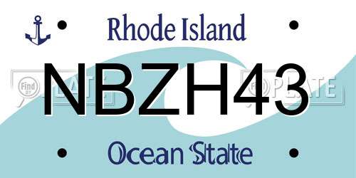 NBZH43 Rhode Island License Plate