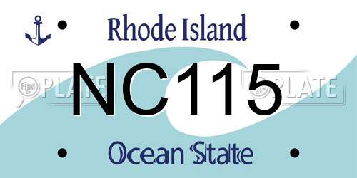 NC115 Rhode Island License Plate
