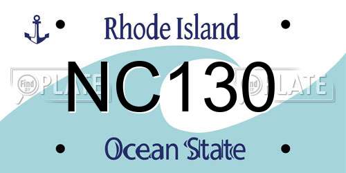 NC130 Rhode Island License Plate