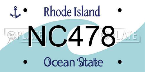 NC478 Rhode Island License Plate