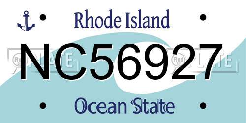 NC56927 Rhode Island License Plate