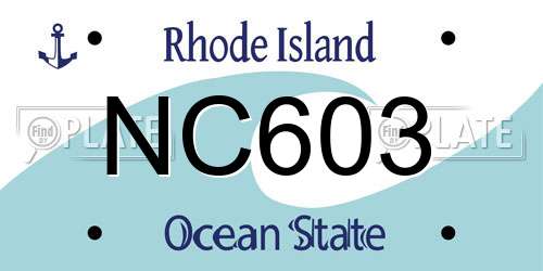 NC603 Rhode Island License Plate