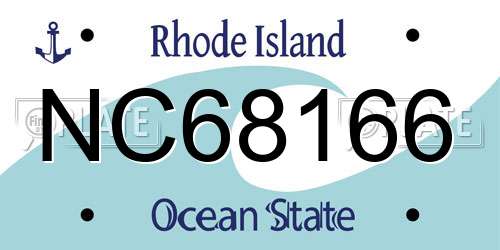 NC68166 Rhode Island License Plate